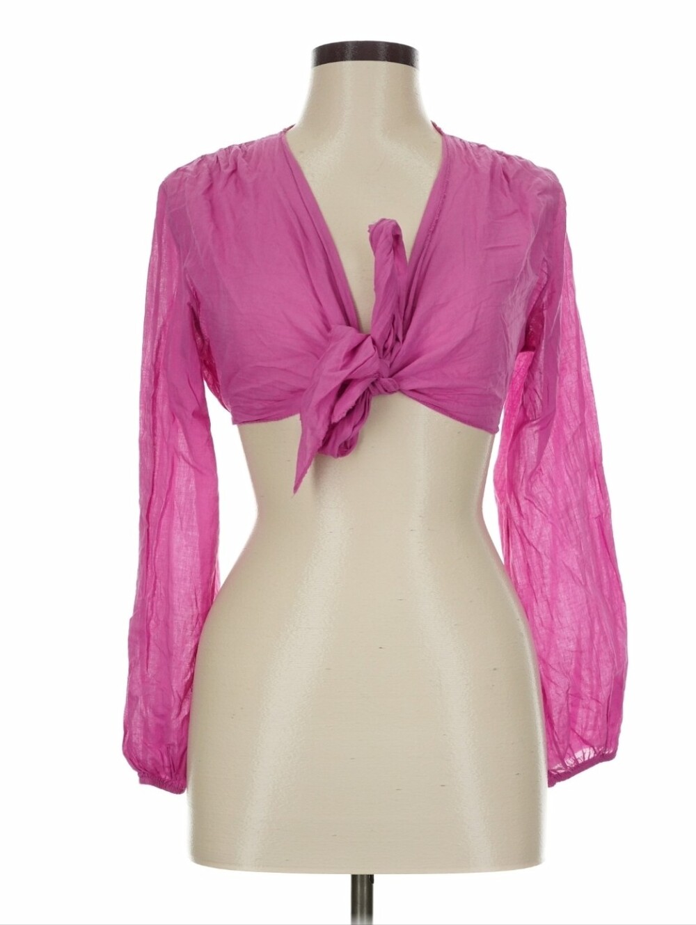 Meo Meli Pink Tie-Front Cropped Blouse
